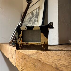 Vtg Warren Kimble wood American Cow photo frame folk art rustic farmhouse-style